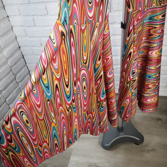 Spirit Halloween Ladies Multi Colored Retro 70's Wide Flare Bell Bottom Pants - Picture 2 of 4